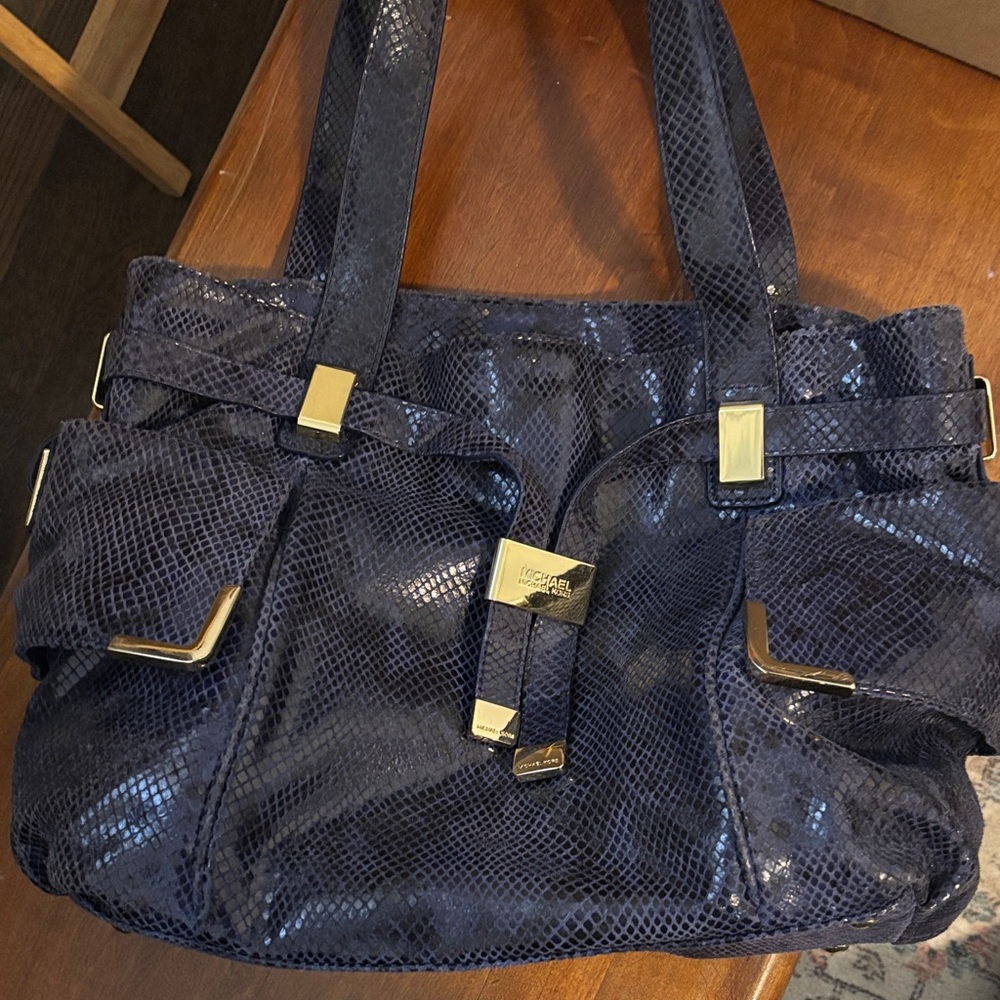 Michael Kors Vintage Black & Blue Handbag - Picture 3 of 11